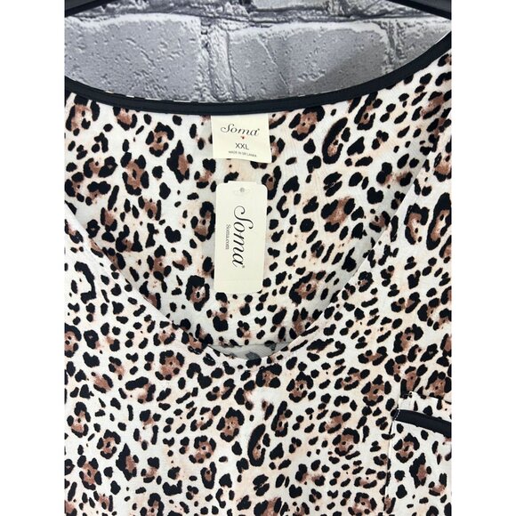 Soma Cool Nights Long Sleep Shirt Jaguar Mini Nutmeg XXL Animal Print Nightgown - Picture 5 of 7